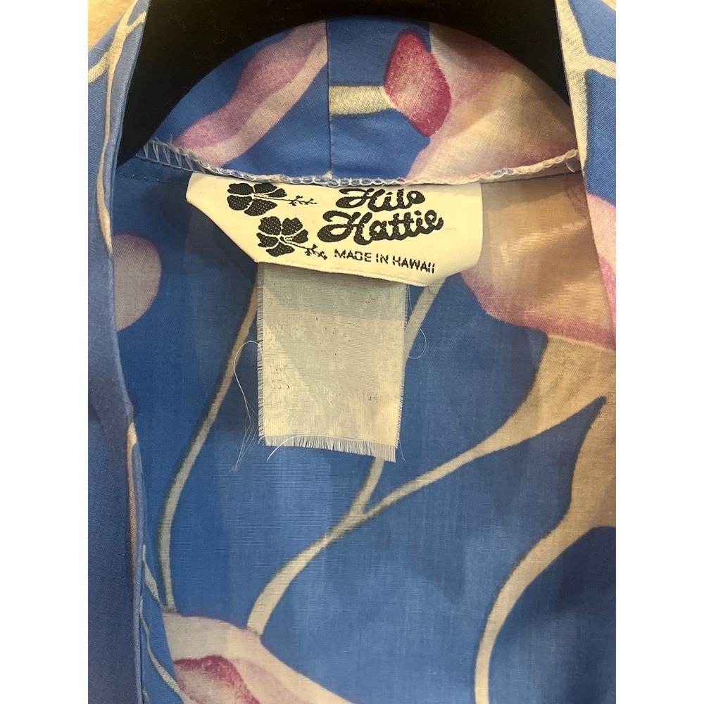 Vintage Hilo Hattie Blue Floral‎ Long Robe Kimono Made in Hawaii OSFM - Picture 3 of 7
